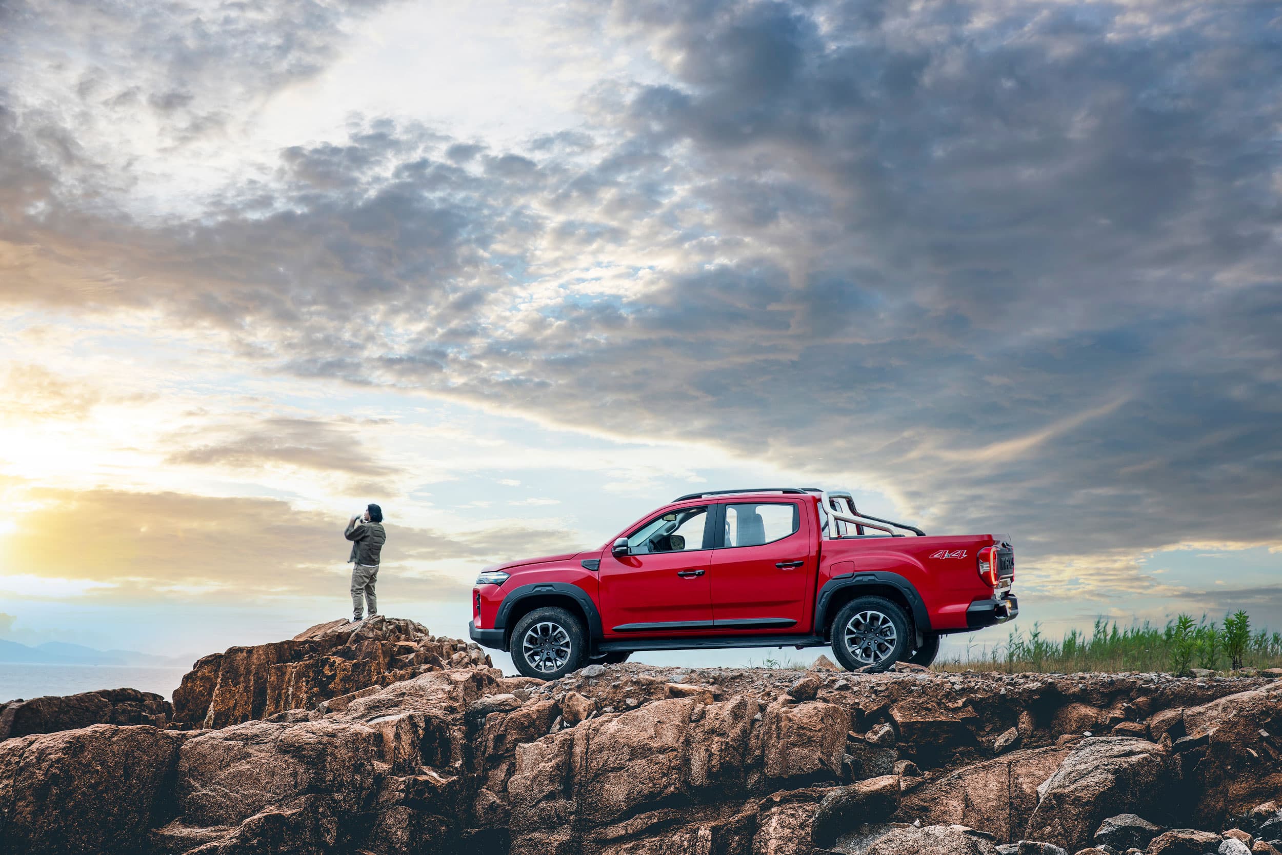 Maxus T60 MAX parked on moutain (chinese red)